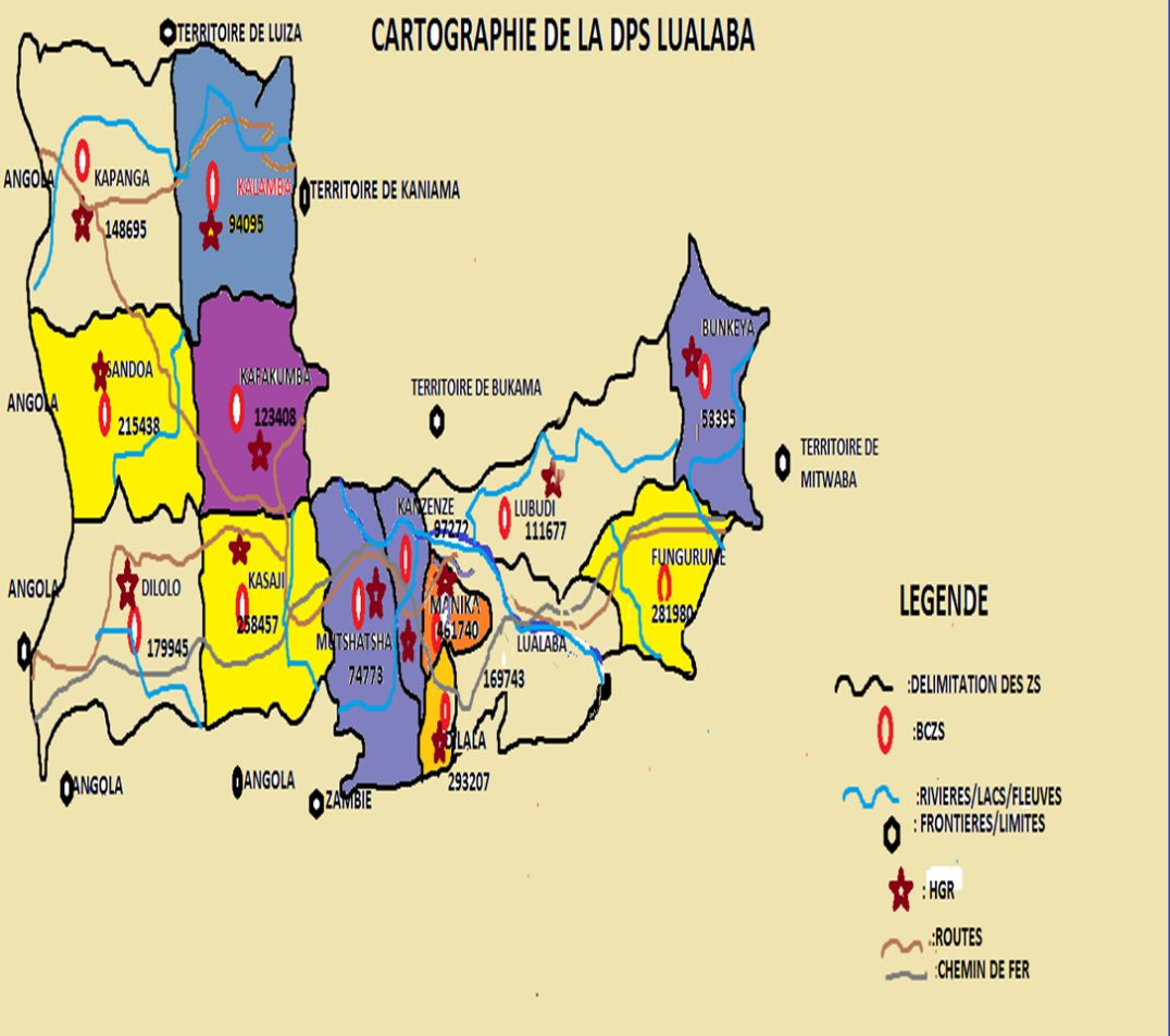 Cartographie des zones de santé de la province du Lualaba